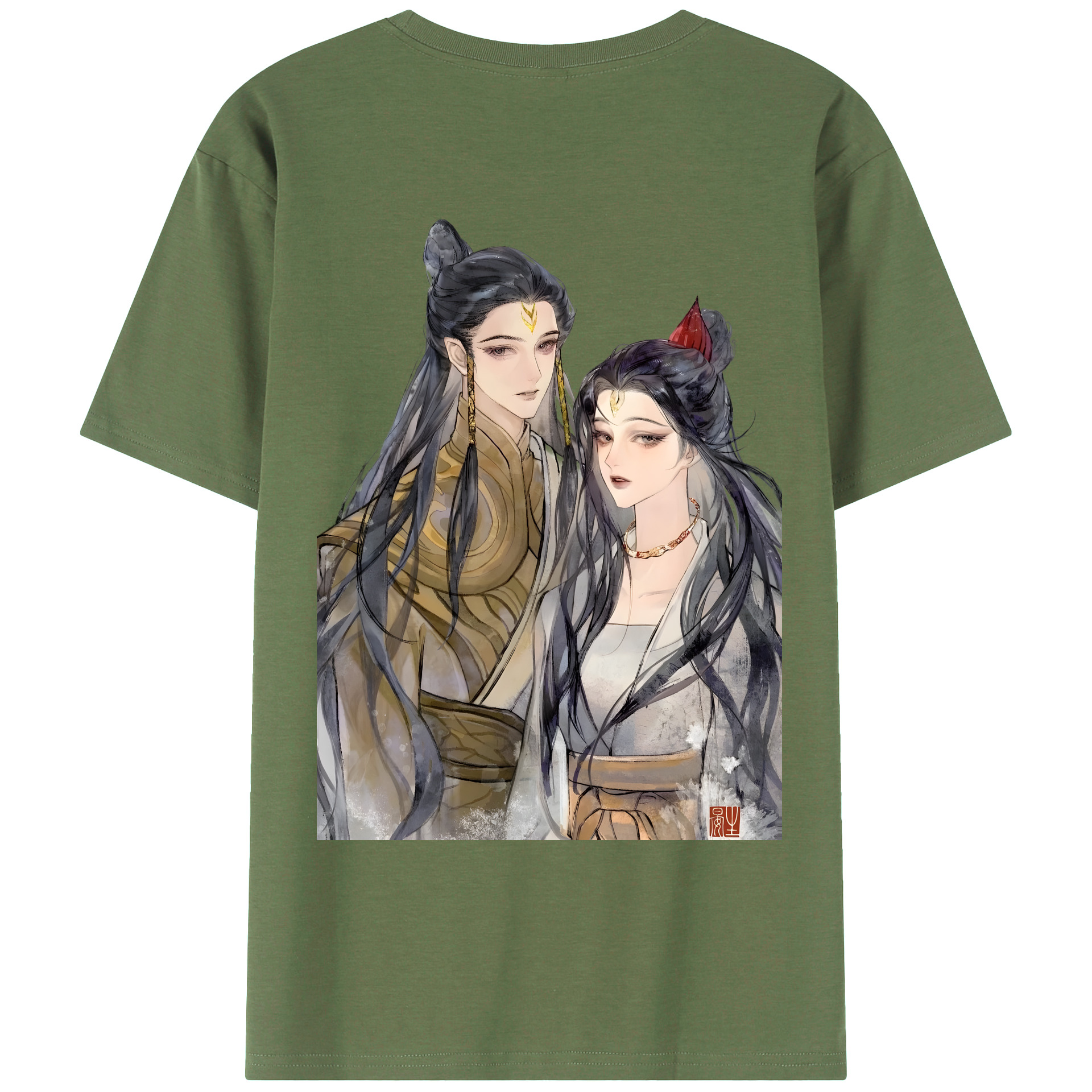 （画像用） Ne Zha 2 ナタ 魔童の大暴れ 綿100％ メンズ半袖Tシャツ（バックプリント） 通気性